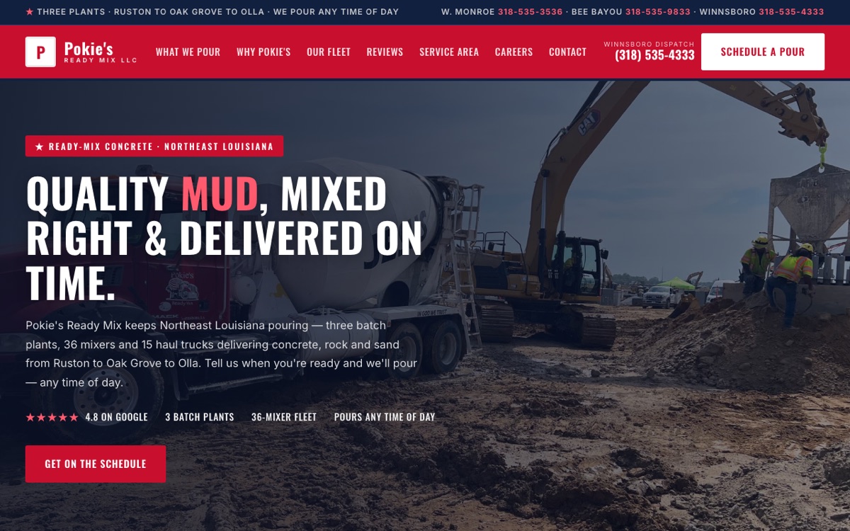 Pokie's Ready Mix — concrete supplier website
