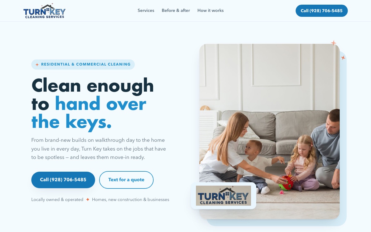 Turn Key Cleaning Services — residential and commercial cleaning website
