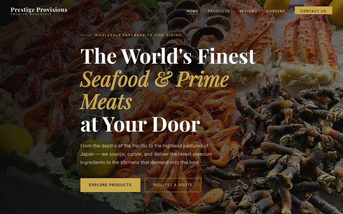 Premium wagyu and seafood wholesale website