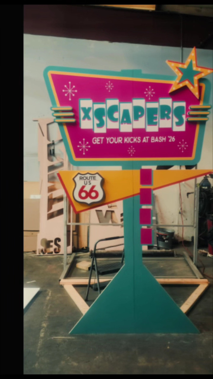 Retro Xscapers Route 66 dimensional sign standing in the shop